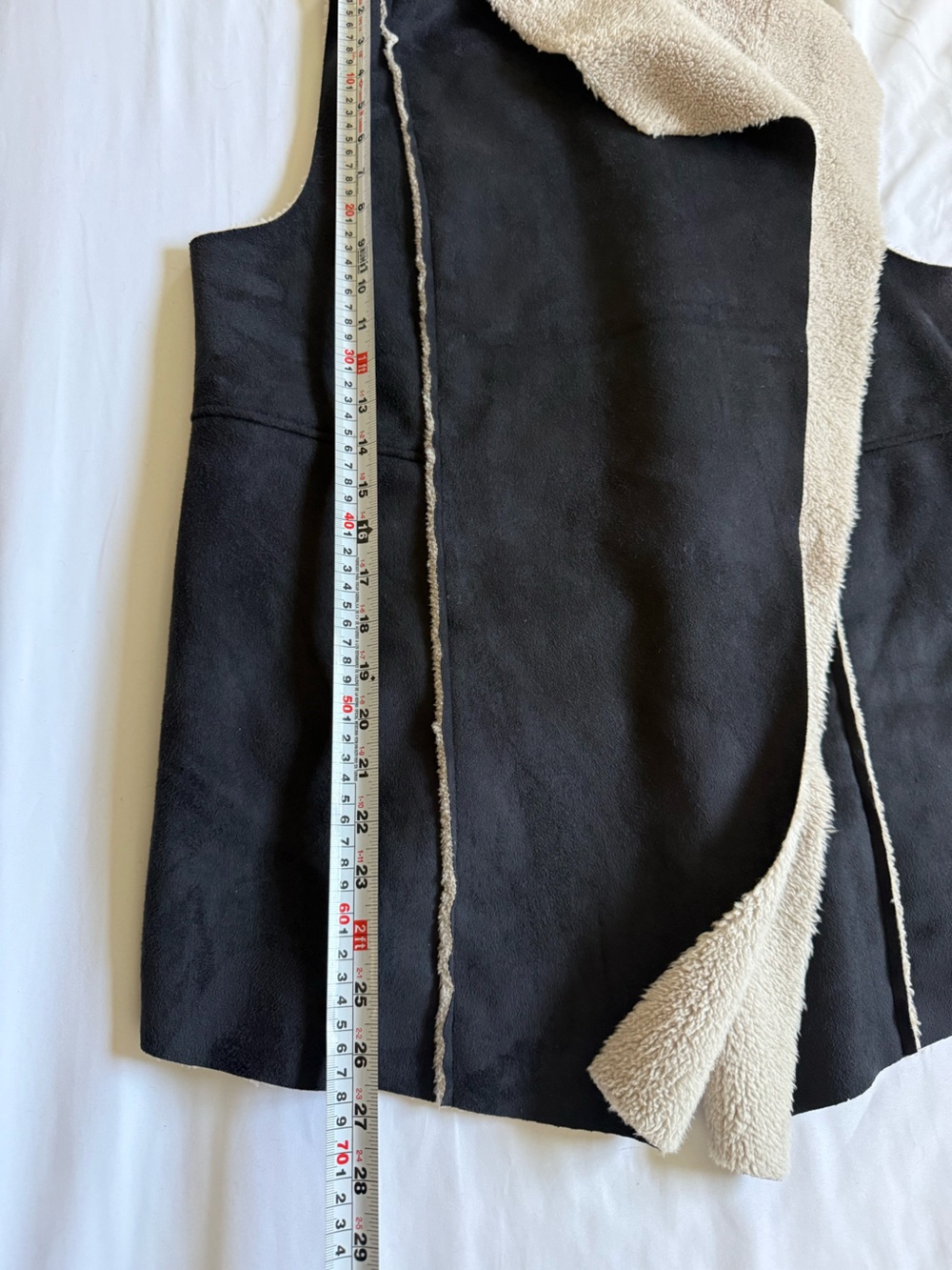Susina Nordstrom Rack M Black Faux Suede Sherpa Draped Vest Boho - Picture 10 of 10